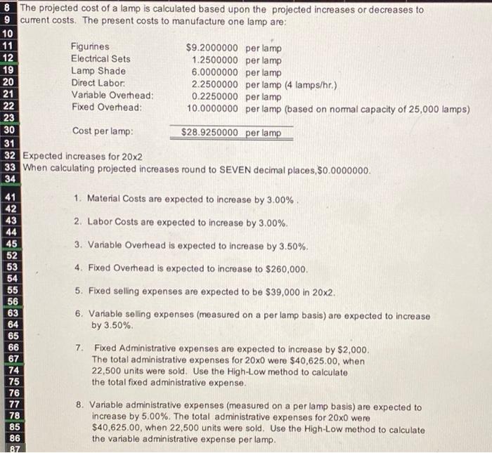 1,125,000.00 723,250.00 $ 401,750.00 Sales 25,000 lamps @ $45.00 Cost of Goods