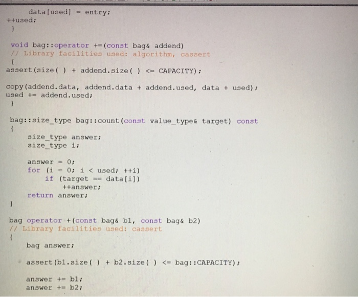 need to implement the set operations union, intersection, and relative complement. Your