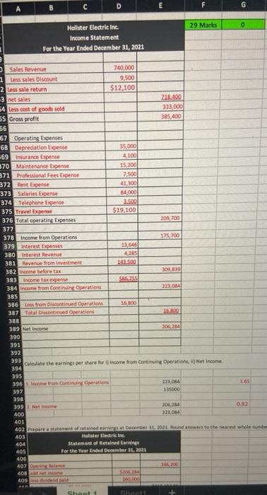 create a balance sheet using information given. (if you find you are