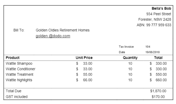 junior accountant/bookkeeper. Bella has been keeping the tax invoices, adjustment notes and