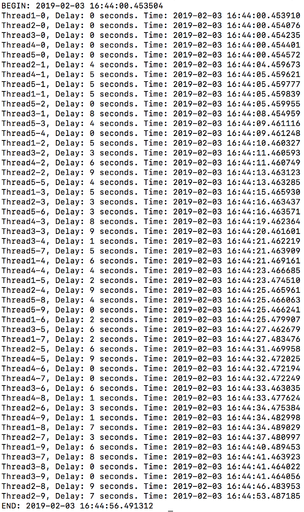 some instances of pauses of several seconds between output messages? 2. Given