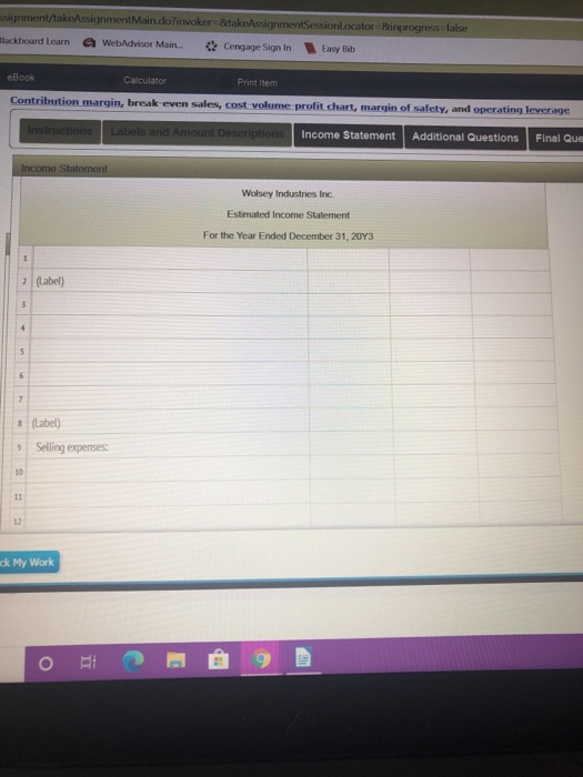 cost of goods soll. With this in mind, the various department heads