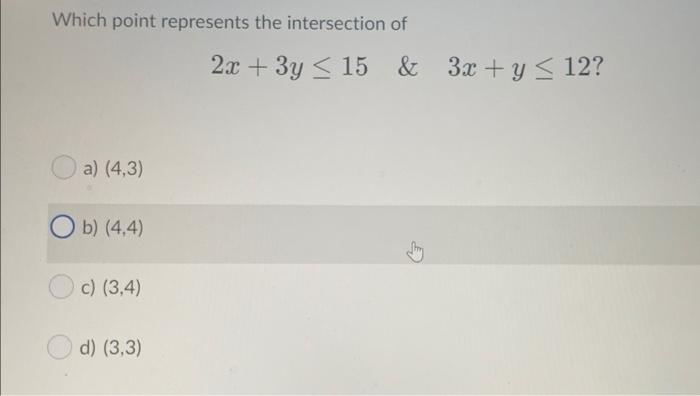  Which point represents the intersection of 2x + 3y