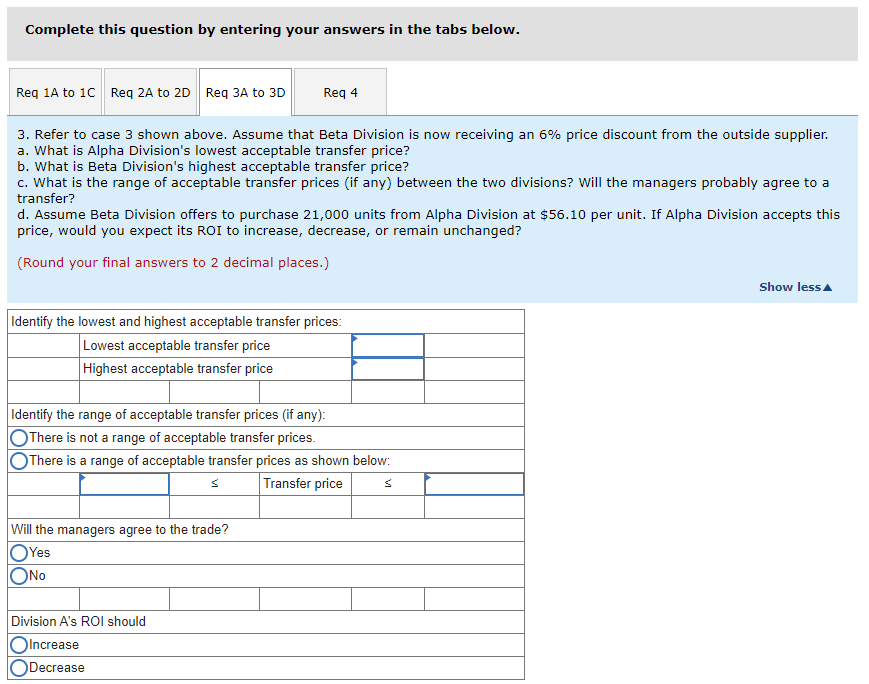 the two divisions: Case 2 57,000 301,000 105,000 201,000 57,000 301,000 79,000