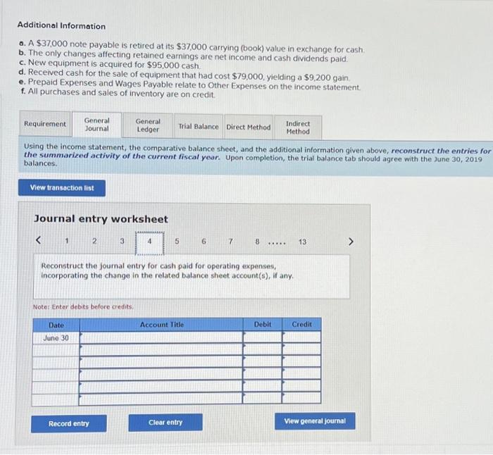 are net income and cash dividends paid c. New equipment is acquired