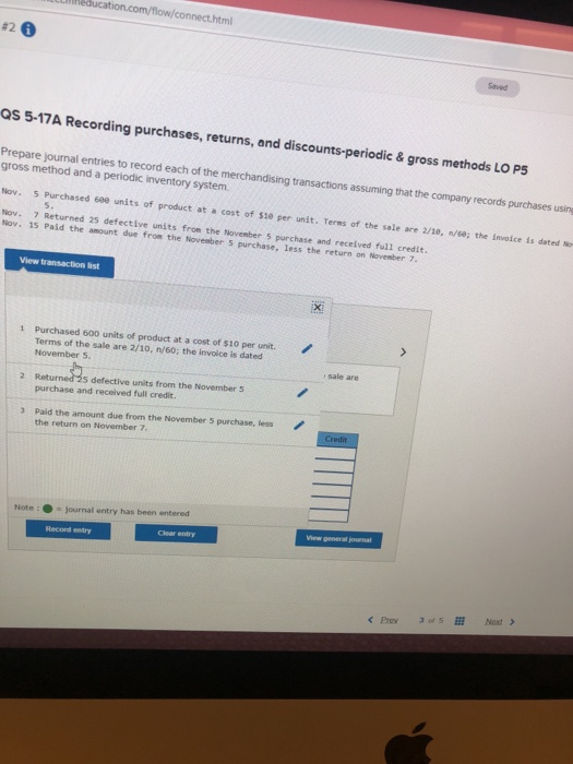  low/connect.html #2 0 Saved QS 5-17A Recording purchases, returns, and discounts-periodic
