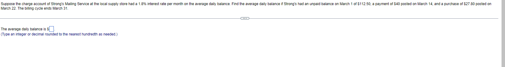 March 22. The billing cycle ends March 31. The average daily
