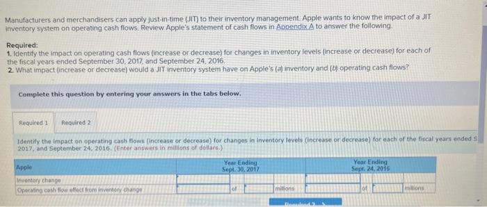  need help with required 1&2 . appendix a at the bottom.