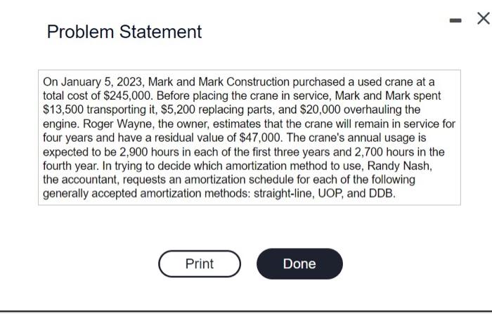  Problem Statement On January 5, 2023, Mark and Mark Construction purchased