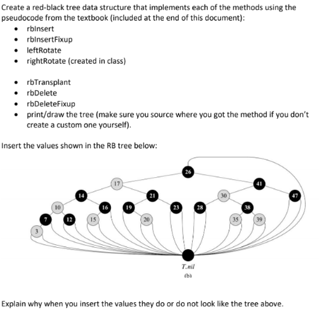  use python to solve this problem Create a red-black tree data