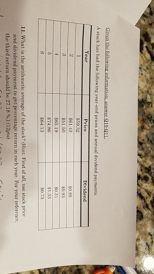 answer 12 question Given the following information, answer 910-Q11 A stock