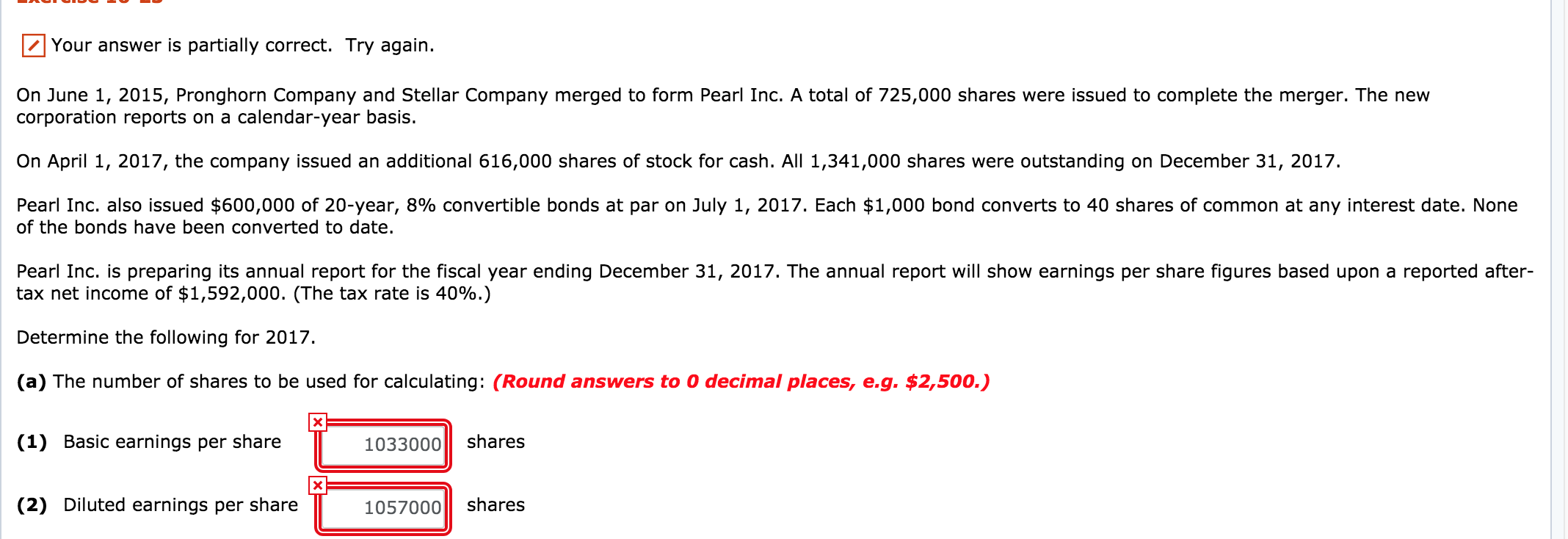  Your answer is partially correct. Try again. On June 1, 2015,