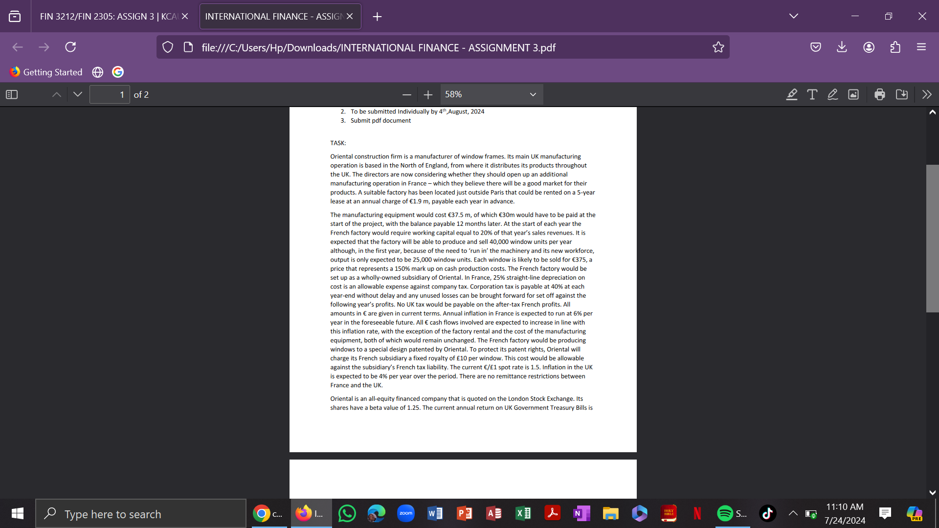  10% and the expected return on the market is 18%. In