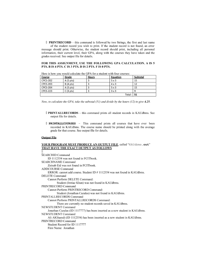 very basic Database Management System for KAU (KAUdbms). Your KAUdatabase system should