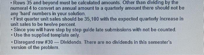 excel spread sheetplease include formulas - Rows 35 and beyond must be