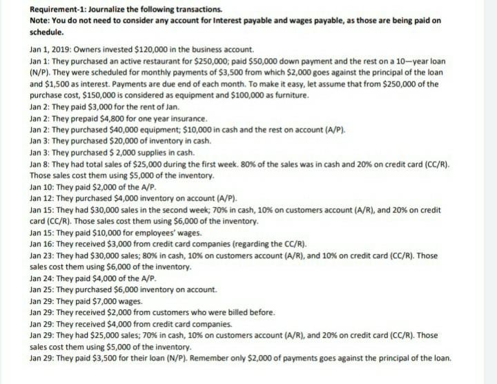 please do all question ( 8 parts) each account as well.