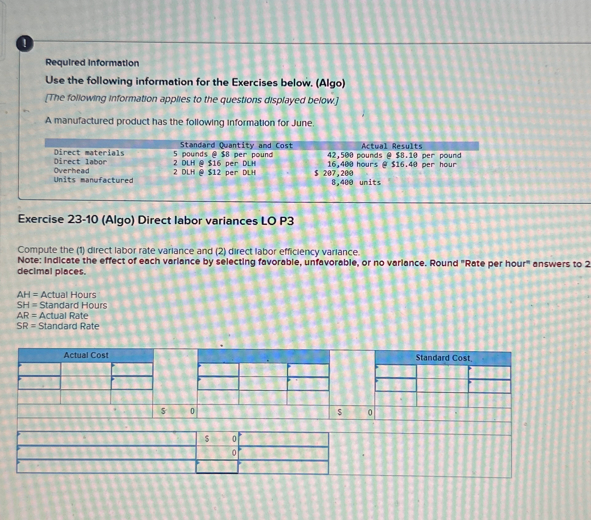  ! Requlred Information Use the following information for the Exercises below.