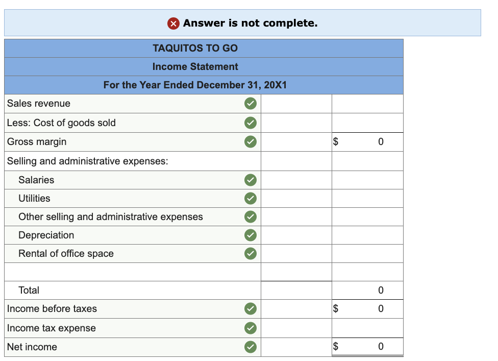 Income Statement (LO 3-6) [The following information applies to the questions displayed