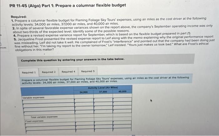 Budget, Tour Company; Ethical Issues (LO 11-1, 112,116) Flaming Foliage Sky Tours