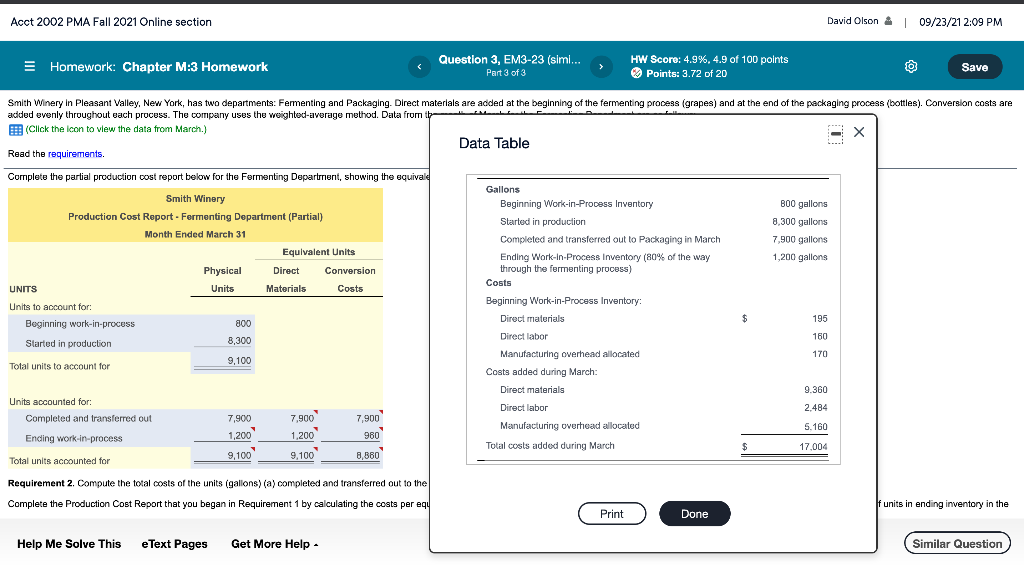  Acct 2002 PMA Fall 2021 Online section David Olson | 09/23/21