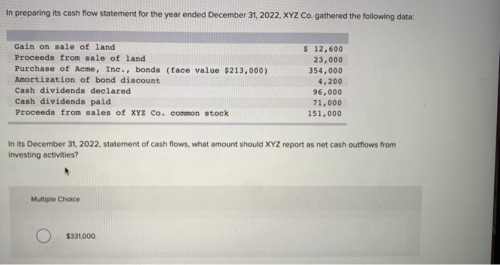Ac 313please help In preparing its cash flow statement for the year