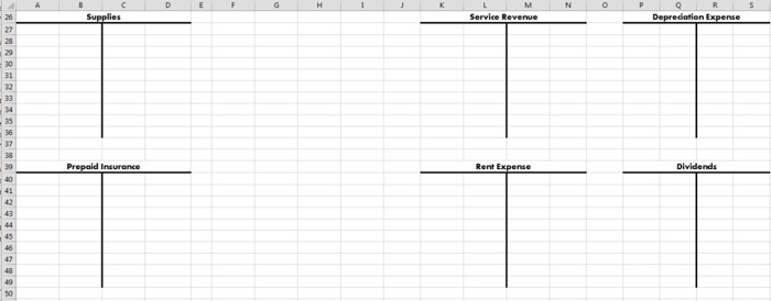 Journal Tab in the excel template file "Accounting Cycle Excel Template.xlsx". Use