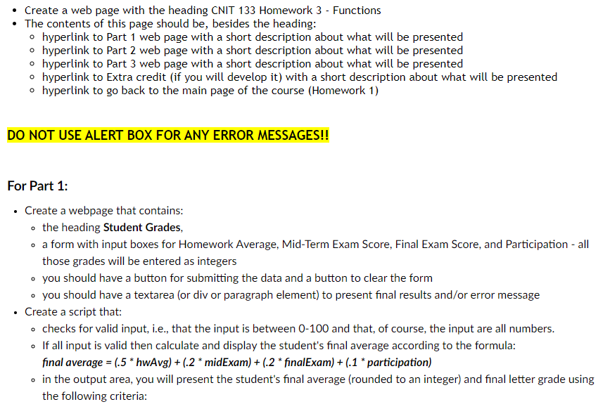  - Create a web page with the heading CNIT 133 Homework
