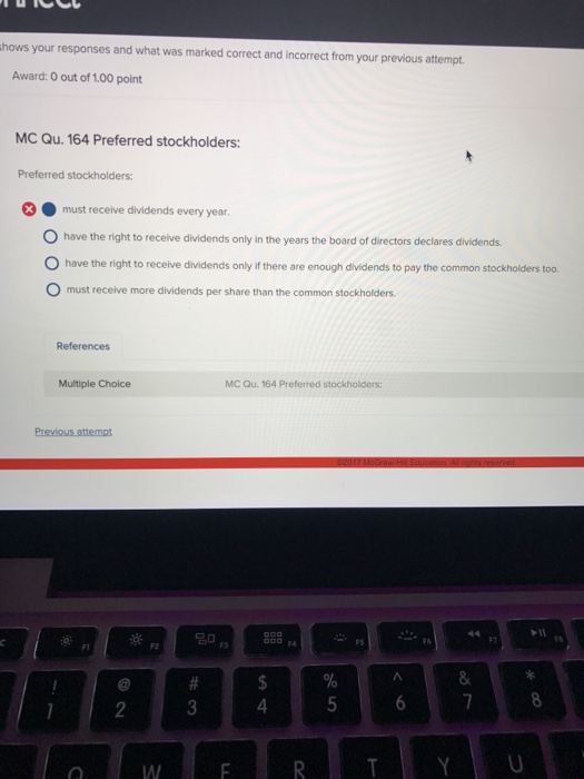  Correct the problem hows your responses and what was marked correct