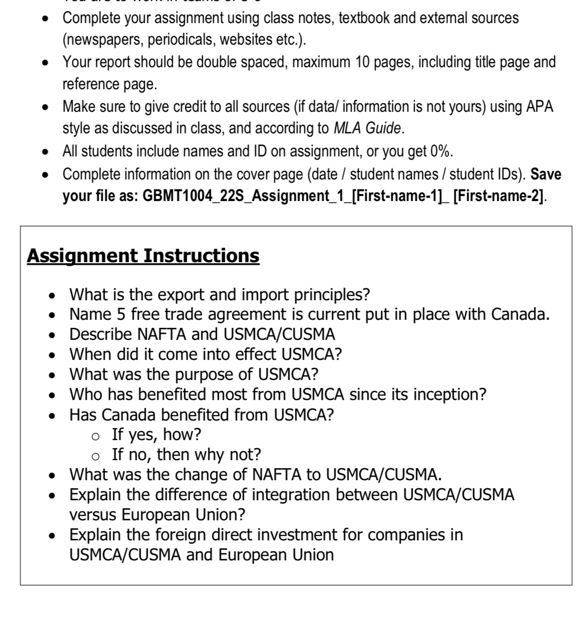  Your report should be double spaced, maximum 10 pages, including title