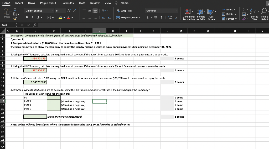 Could someone please show me how to work these out in Excel?