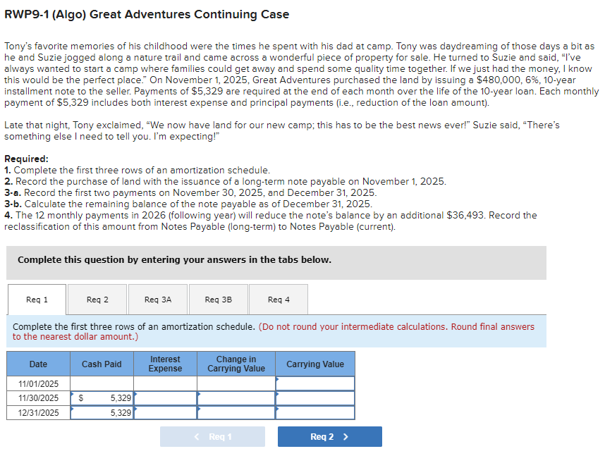  (see attached images)RWP9-1(Algo) Great Adventures Continuing Case Journal entry worksheet Record