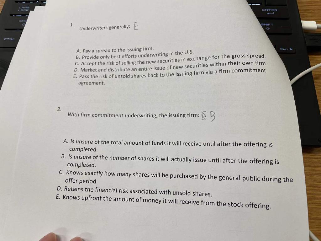 LOCK ENTER 1. SHIFT Underwriters generally: E CTRL END > A.