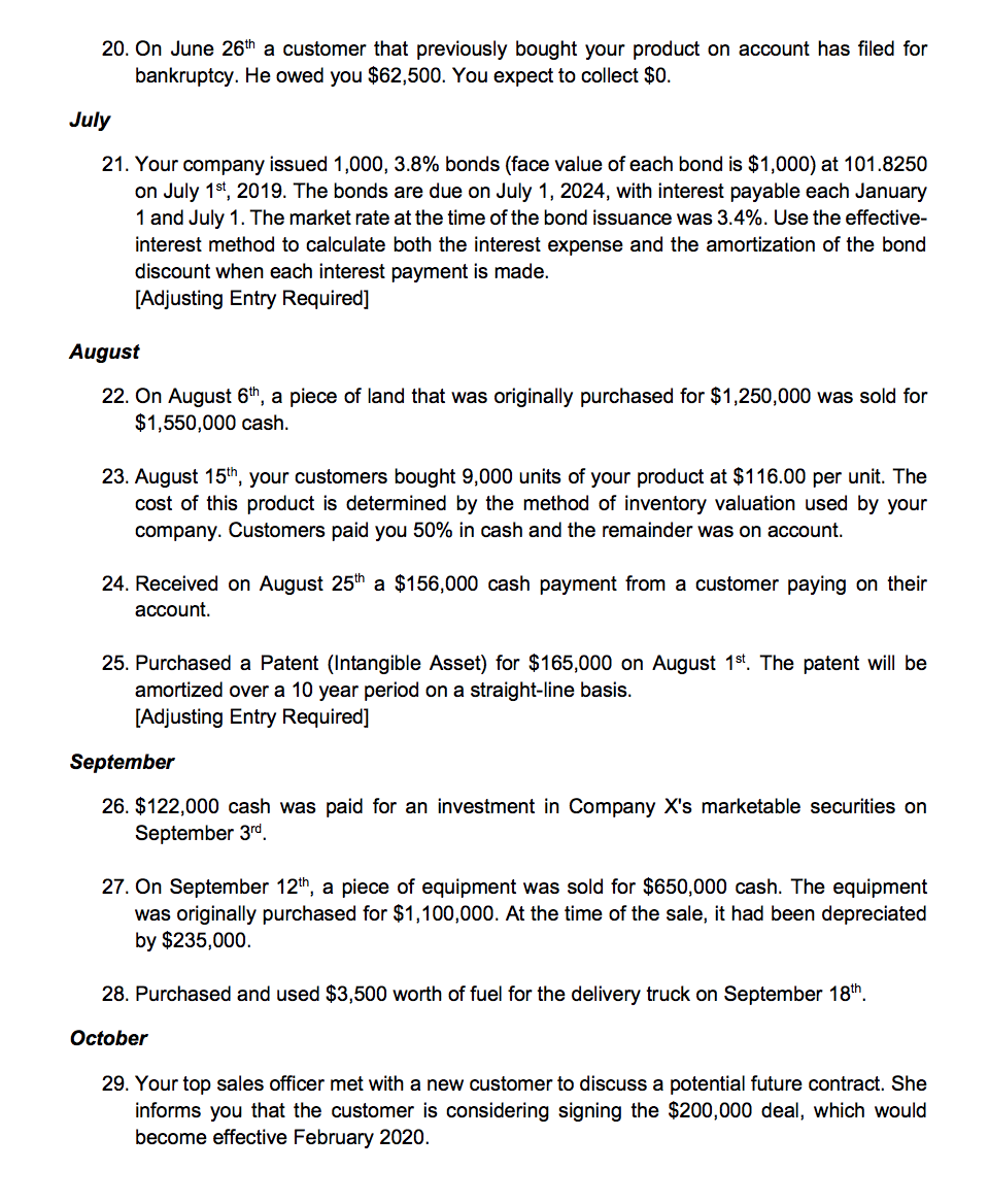 31) and make adjusting entries at year-end. This list must be chronologically