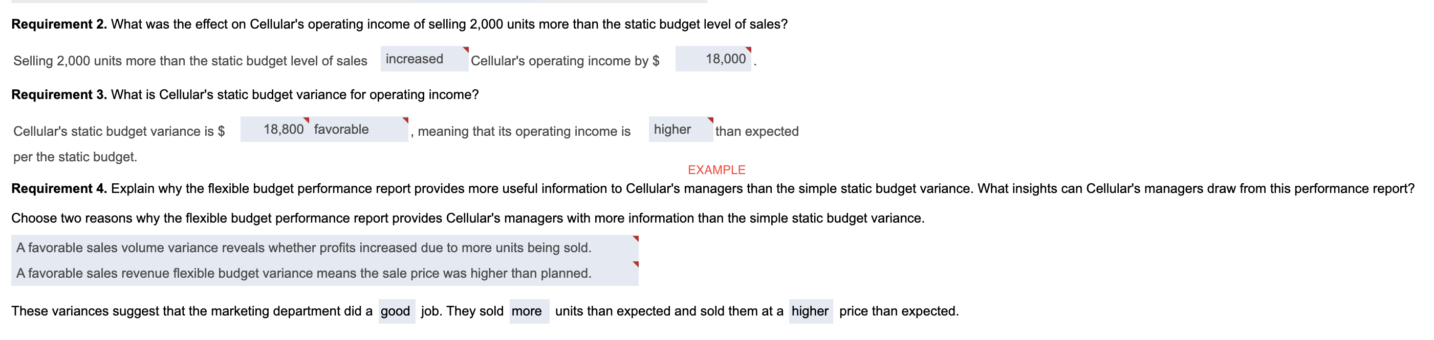 was the effect on Cellular's operating income of selling 2,000 units more