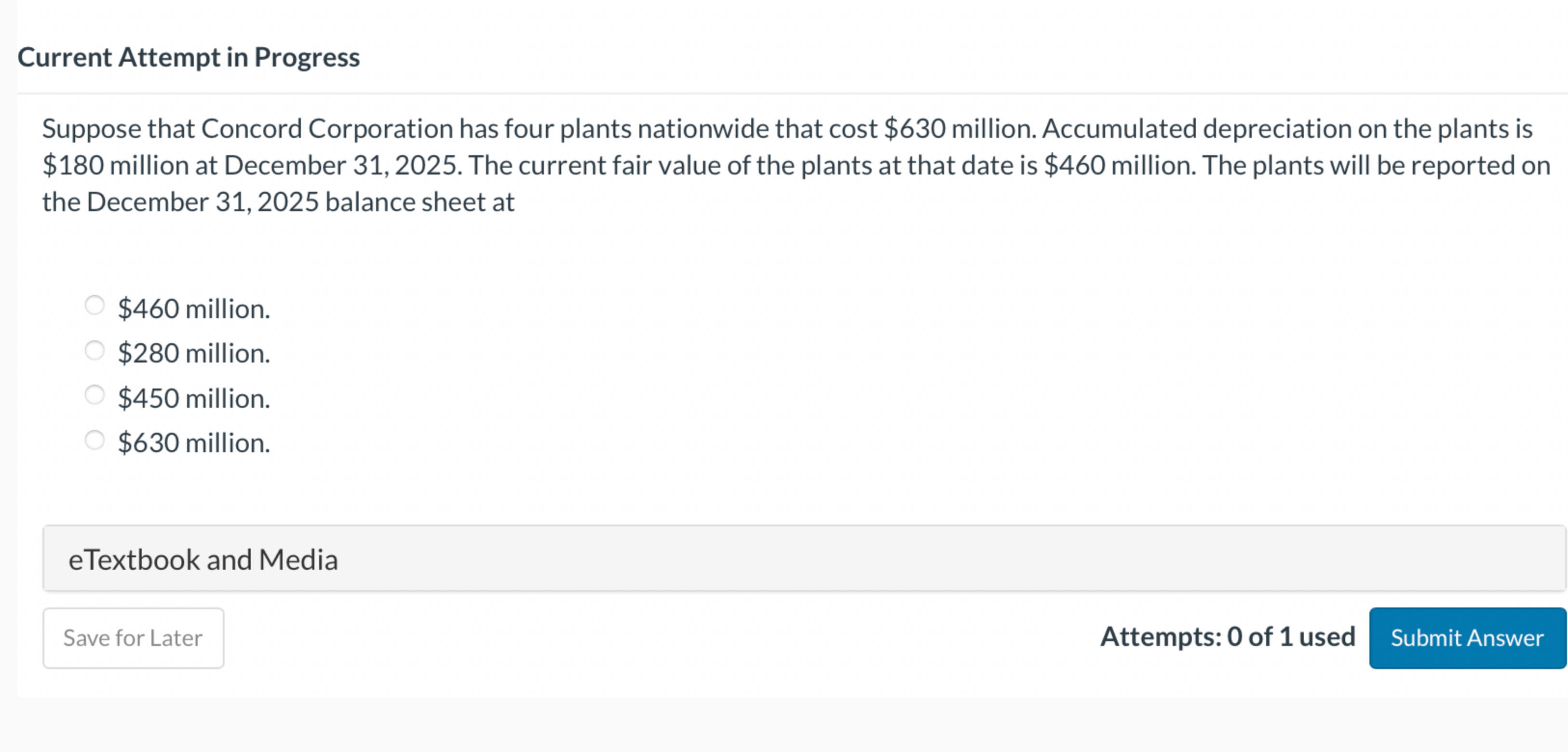  Current Attempt in Progress Suppose that Concord Corporation has four plants
