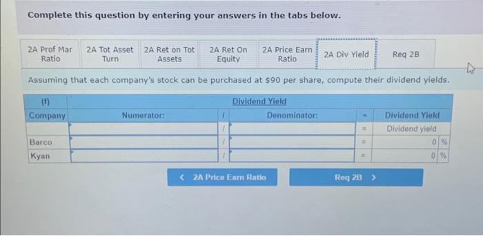 of two companles competing in the same industry follows. Complete this question