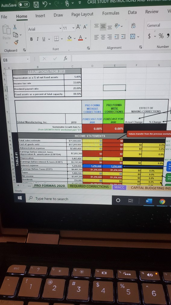  ENTER DATA ONLY FOR PRO FORM WITHOUT CORRECTIONS INCOME STATEMENT FORECAST