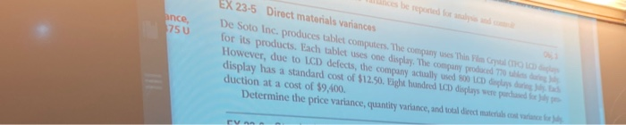  es be reported for analys nd co EX 23-5 Direct materials
