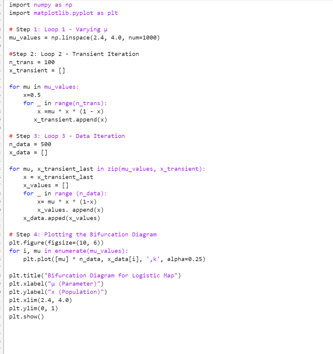 import numpy as np import matplotlib.pyplot as plt # Step 1: