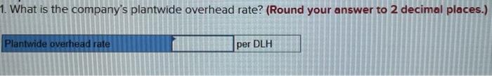 cost pool? What is the company's plantwide overhead rate? (Round your answer