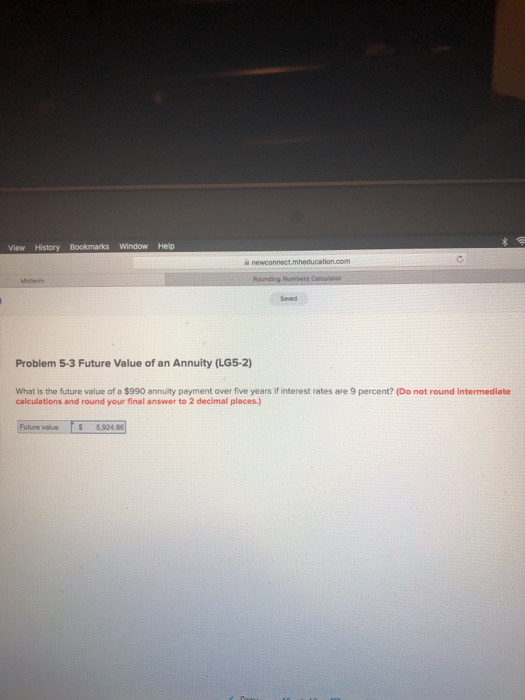  View History Bookmarks Window Help Problem 5-3 Future Value of an