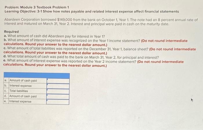  Problem: Module 3 Textbook Problem 1 Learning Objective: 3-1 Show how