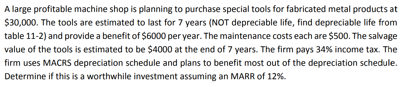 Note: Depreciable Life is 3 years so MACRS should be done for