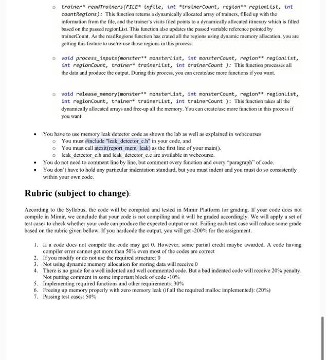 is the function region** readRegions Problem: The Monster Trainers Need Your Help