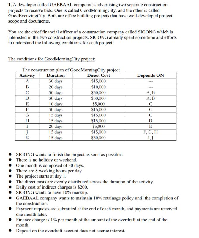 1. A developer called GAEBAAL company is advertising two separate construction
