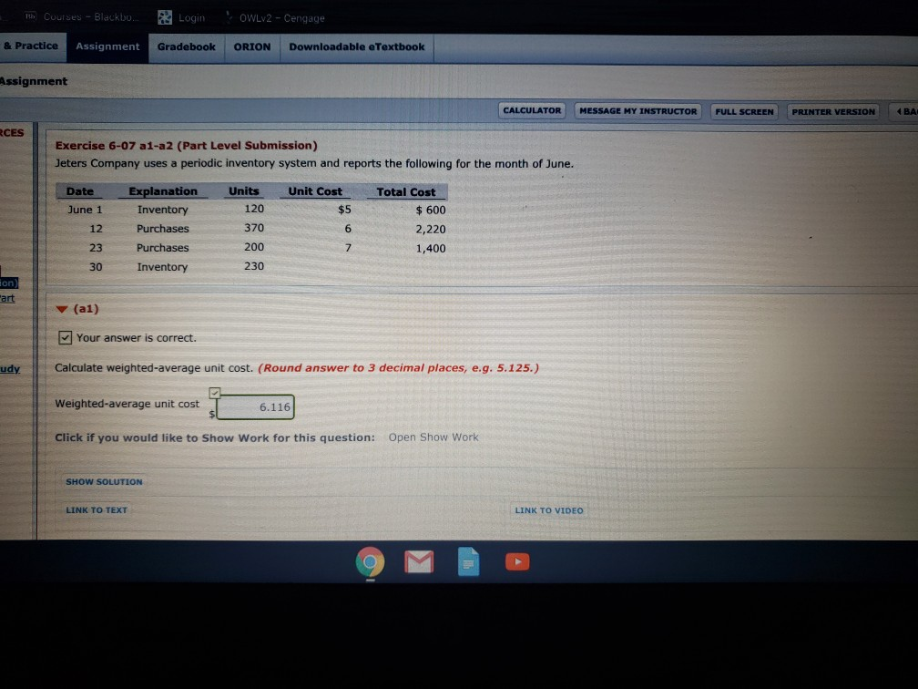  please help me :( Exercise 6-07 a1-a2 Courses - Blackbo.. Login