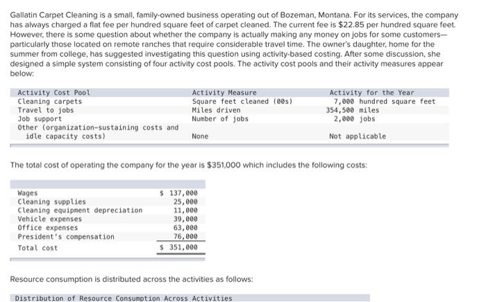 i need i complete and correct answer please pleaase Gallatin Carpet Cleaning