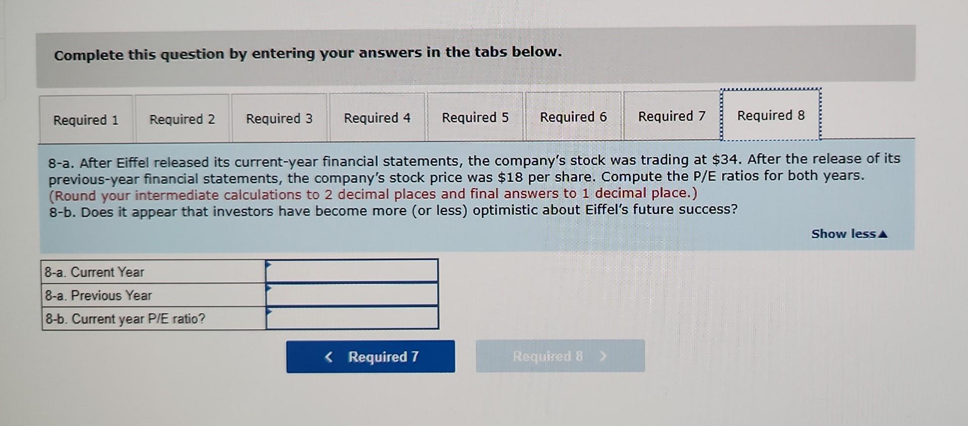 share for the current and previous years. Are the current-year results better,