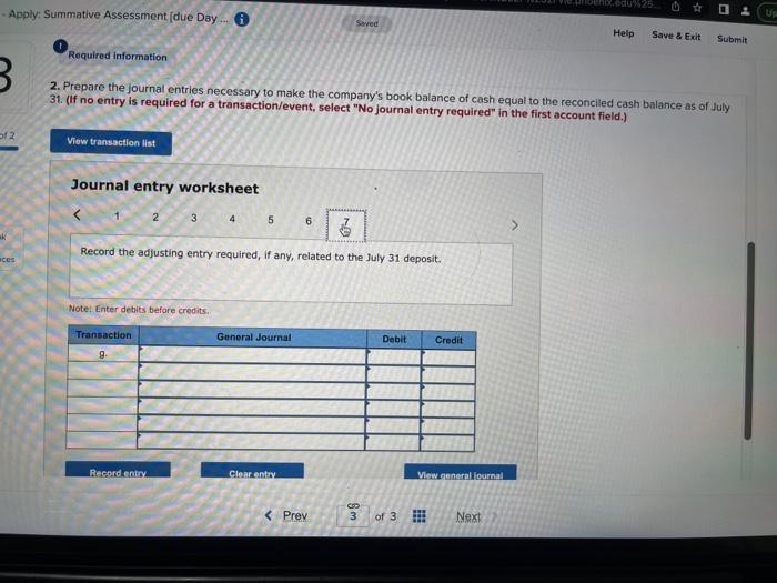 the statement. e. The bank statement shows an $805 NSF check. The