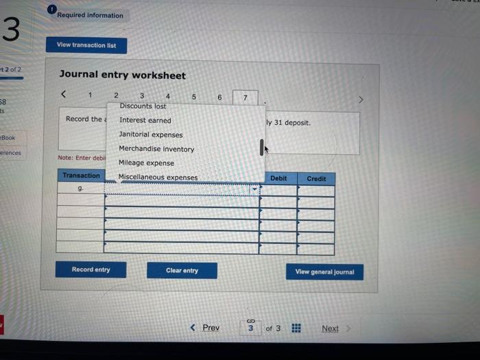 $13 bank service charge. It has not yet been recorded in miscellaneous